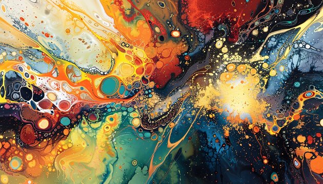 An abstract alignment of oil paintings, watercolor illustrations, and golden elements for a modern printed suit. Colorful canvas showcasing modern art textures.