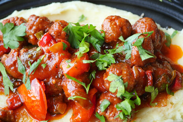 closeup of Turkey Meatballs on a plate 