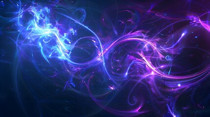 Fototapeta premium Abstract blue and purple dynamic background. Futuristic vivid neon swirl lines. Light effect.