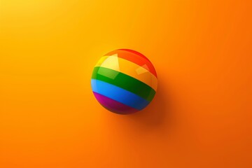 Rainbow Ball on Bright Orange Background.