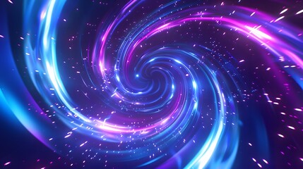 Abstract blue and purple dynamic background. Futuristic vivid neon swirl lines. Light effect.