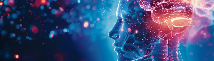 A digital illustration depicting human brain activity, showcasing neural connections and advanced neuroscience in a vibrant, futuristic style.