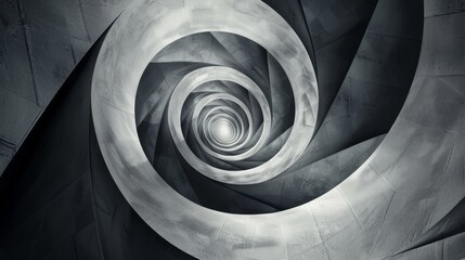 An abstract background featuring a golden ratio spiral in shades of black & white