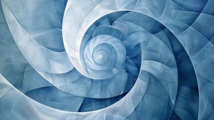 An abstract background featuring a golden ratio spiral in shades of chambray blue