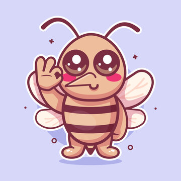 recommend clip art: funny mosquito animal character mascot with ok sign hand gesture isolated cartoon