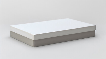 Simple pearl white box with a gray lid, minimalist design.