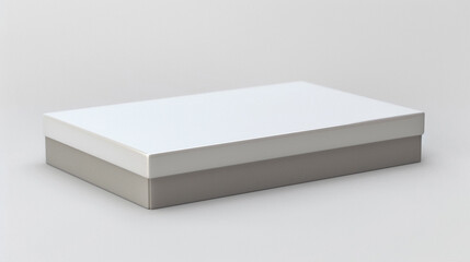 Naklejka premium Simple pearl white box with a gray lid, minimalist design.