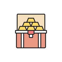 Treasure Chest icon design with white background stock illustration