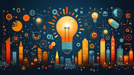 Business concept illustration. Vector illustration of business idea, startup, investment, new technology. Creative concept for web banner, social media banner, business presentation, marketing materia