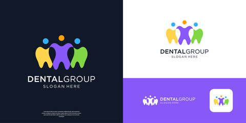 Dental care colorful community human logo design inspiration.