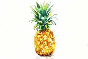 watercolor art. illustration of pineapple fruit