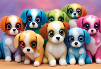 Obraz premium Group of cute puppies