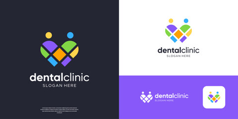 Abstract dental and love logo colorful.