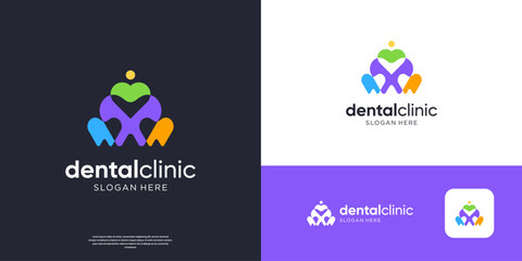 Family dental care logo icon colorful abstract modern logo design.