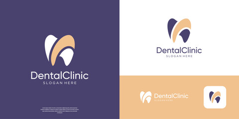 Simple dental care logo design template.