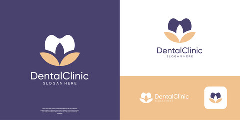 Modern dental care logo design template.