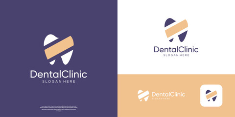 Modern dental clinic logo teeth icon vector template.