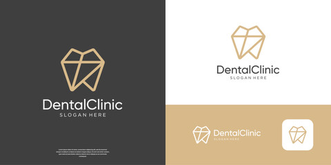 Abstract dental care teeth logo design template.