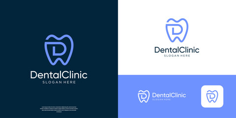 Letter D dental care logo design template.