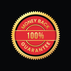 vector 100 Money Back Guarantee red a golden label
