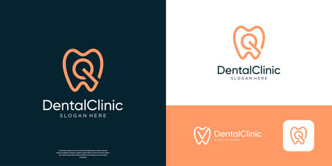 Letter Q dental care logo design template.