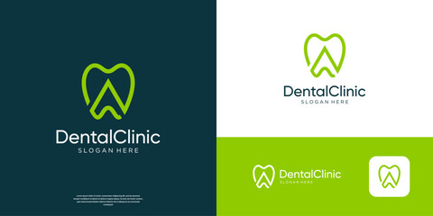 Letter A dental care logo design template.