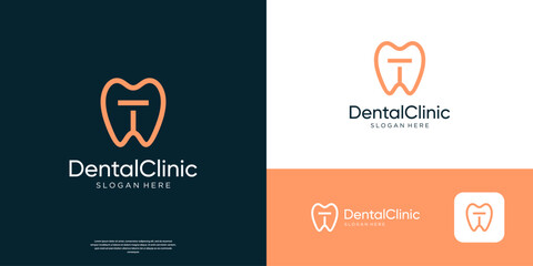 Letter T dental care logo design template.