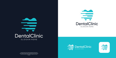 Dental clinic logo with abstract tooth logo design template.