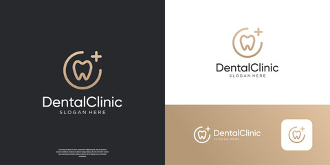 Dental clinic logo template with cross health care symbol logo design.