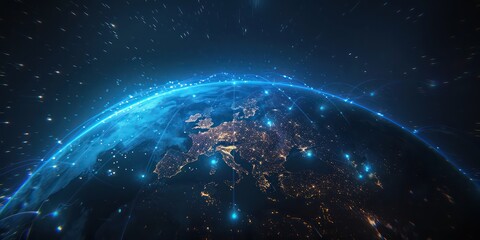 wallpaper wireless network on a light black and blue earth image