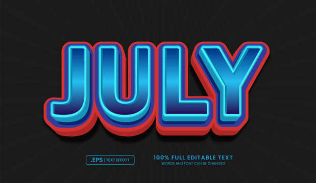 Editable text effect, july 3d bold