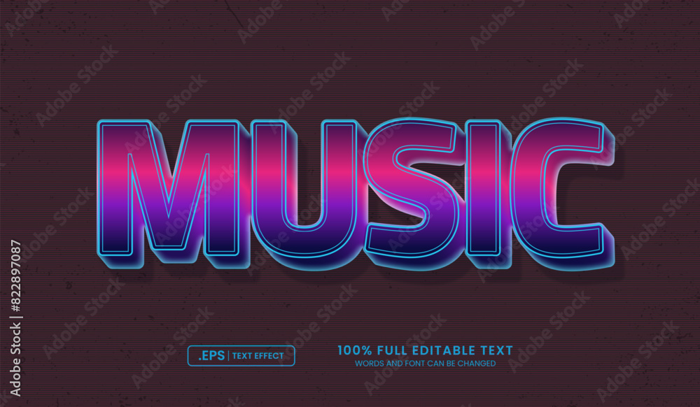 Poster vector design editable text effect, music text effect