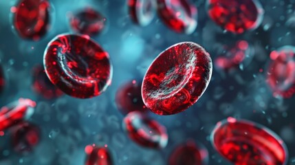 3D illustration of Red Blood Cells Background in Microscopic View