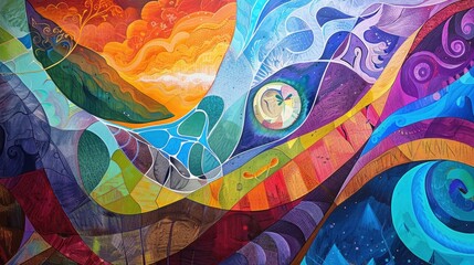 Fototapeta premium Democratic Party, US Declaration of Independence, chromatic dreamscapes in fantasy art, contemporary street murals, HD