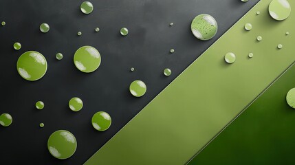 beautiful green and dark black background with with shinny green drop of water 