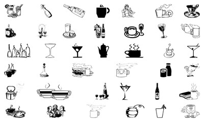 Beverage and drink glyph bundle