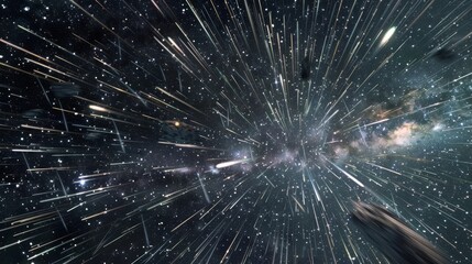 A mesmerizing display of meteors streaking across the sky evokes a sense of wonder and awe at the vastness of the cosmos.