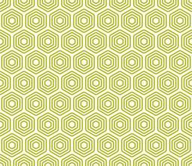 Hexagon vector pattern. Olive Green color on matching background. Bold stacked rounded hexagons mosaic cells. Hexagonal cells. Seamless pattern. Tileable vector illustration.