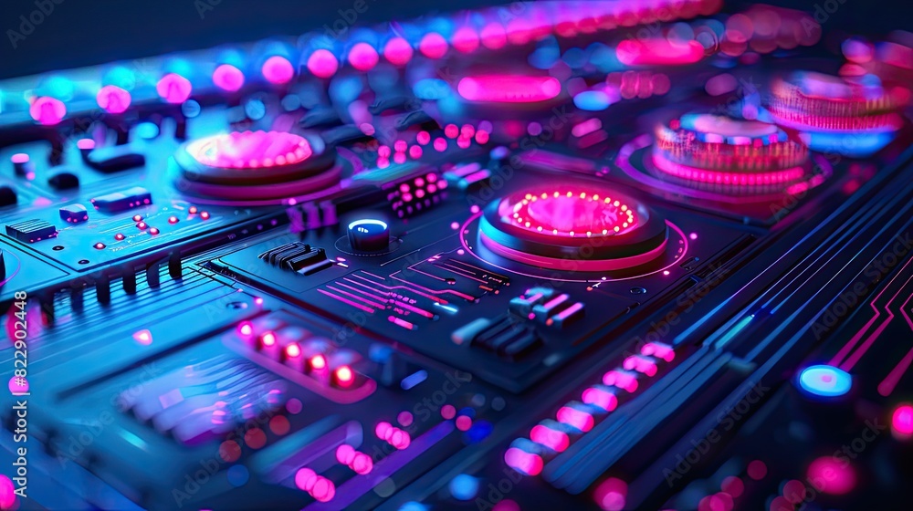 Poster high-tech holographic background featuring glowing elements and interactive displays