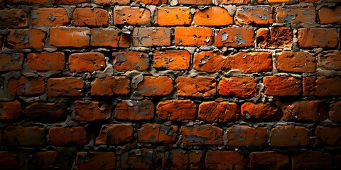 Close-Up of Weathered Red Brick Wall: Perfect Rustic Background. Concept Rustic Photography, Red Brick Wall, Close-Up Shot, Weathered Texture, Background Details