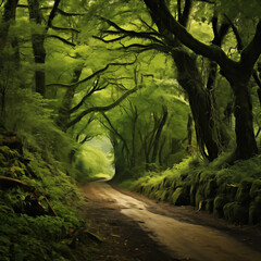 Scenery pictures and the abundance of green forests For use as an illustration