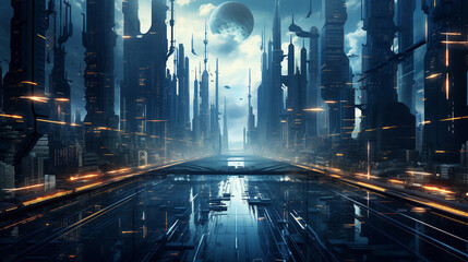 Image of a futuristic cyberpunk city