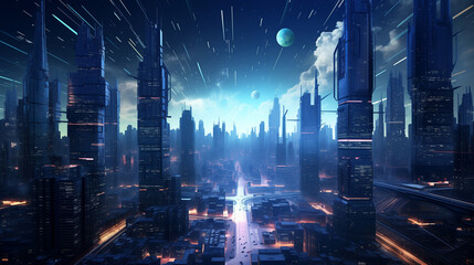 Fototapeta premium Image of a futuristic cyberpunk city