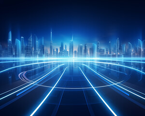 future city image Cutting-edge technology, blue tone.