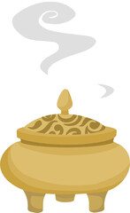 Chinese incense burner smoke illustration