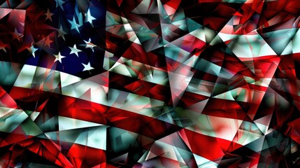  Flag Day, US politics, cyber art composition, cubism, High-def