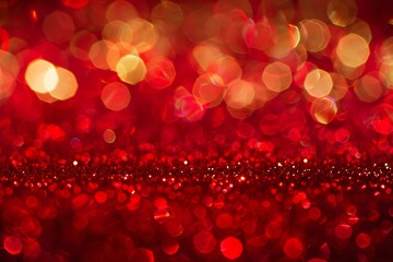 Abstract Red and Gold Glitter Background with Bokeh Lights