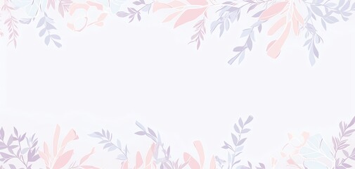 Elegant pastel floral border with leaves and flowers. Soft and delicate design perfect for invitations or greeting cards.