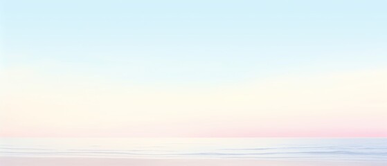 Peaceful pastel sunset over calm ocean horizon. Serene natural landscape with soft gradient sky and water reflection.