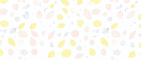 Seamless autumn leaves pattern on white background in pastel colors. Vector illustration perfect for seasonal designs, fabrics, and wallpapers.